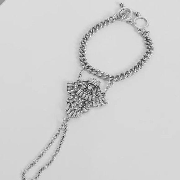 Buckle silver chain rhinestone bracelet - Picture 4 of 7